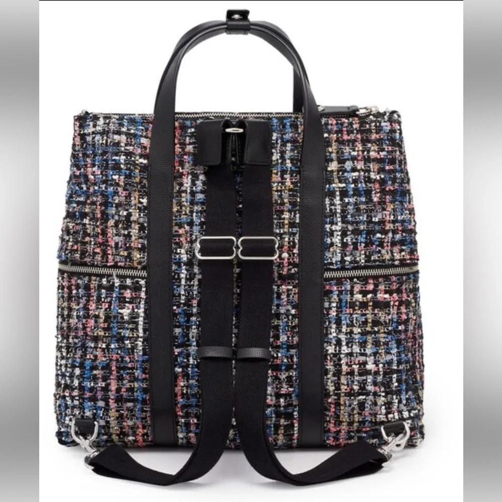 HENRI BENDEL Large Tweed Jetsetter Backpack Crossbody Convertible - Picture 4 of 6